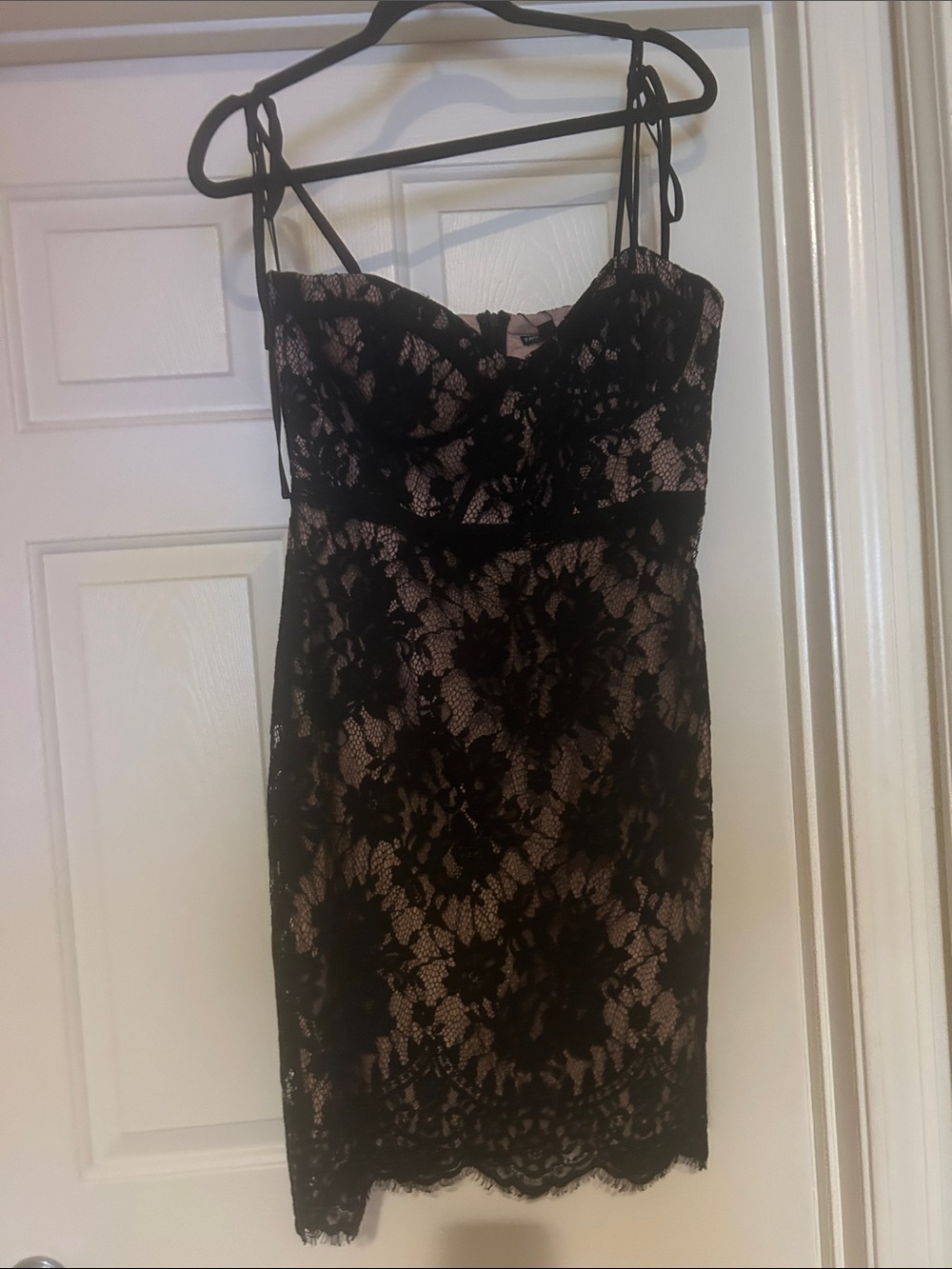 Black Lace Overlay Sheath Dress - Women's
